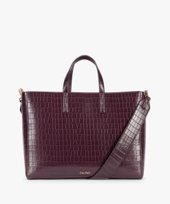 Haven 16 Laptop Tote in Croc-Embossed
