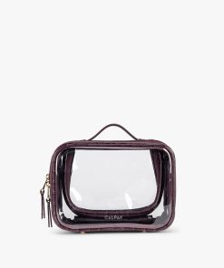 Small Clear Cosmetics Case in Croc-Embossed