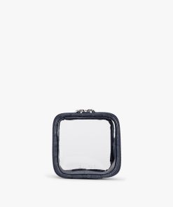 Tiny Clear Cosmetics Case in Croc-Embossed